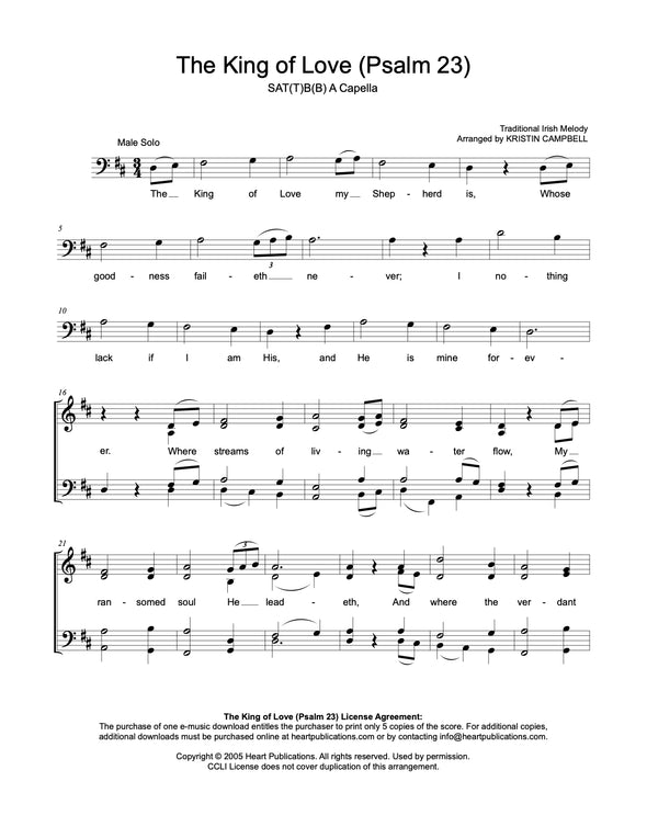 The King Of Love - Psalm 23 (SATB)