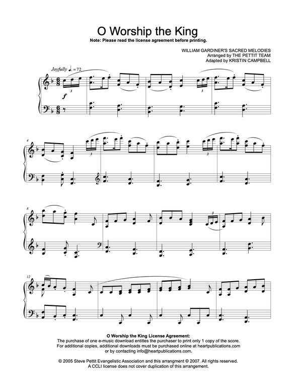 O Worship The King (Piano Solo)